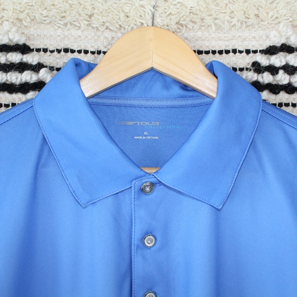 Tour Collection Men's Blue Striped Polo Shirt - Picture 2 of 7